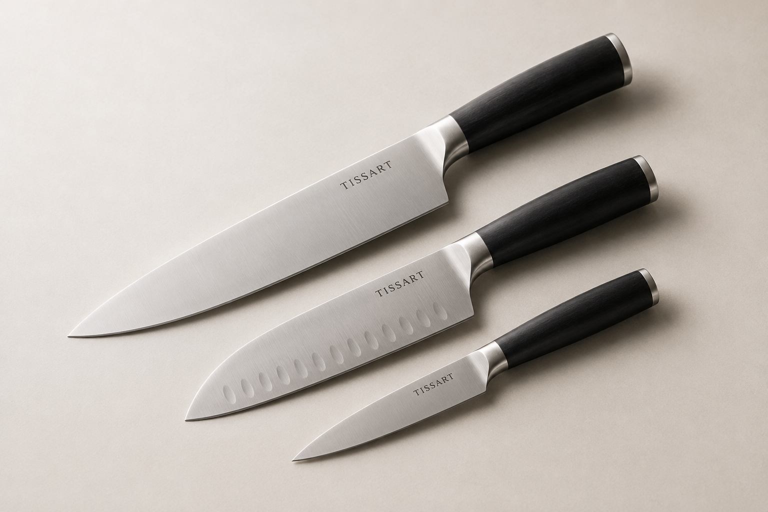 Cuchillos chef, santoku y puntilla TISARRT