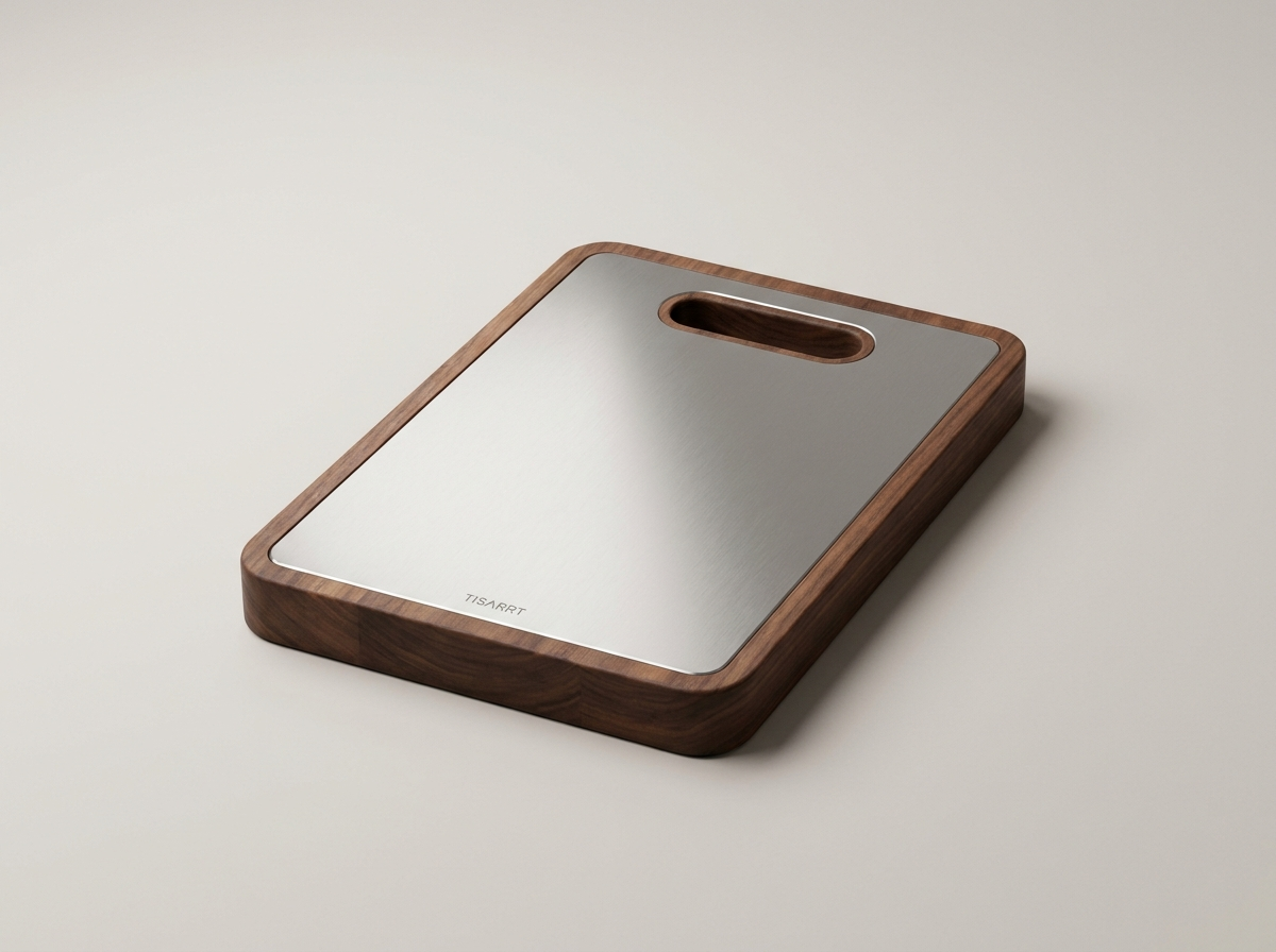 Tabla de corte TISARRT de madera maciza con placa de titanio